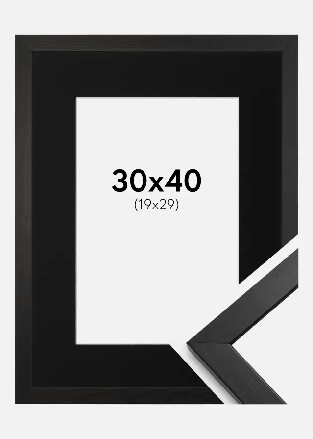Ram med passepartou Frame Stilren Black 30x40 cm - Picture Mount Black 20x30 cm