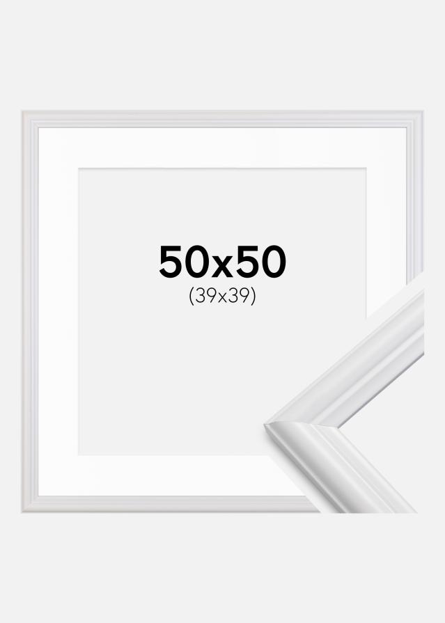 Ram med passepartou Frame Siljan White 50x50 cm - Picture Mount White 40x40 cm