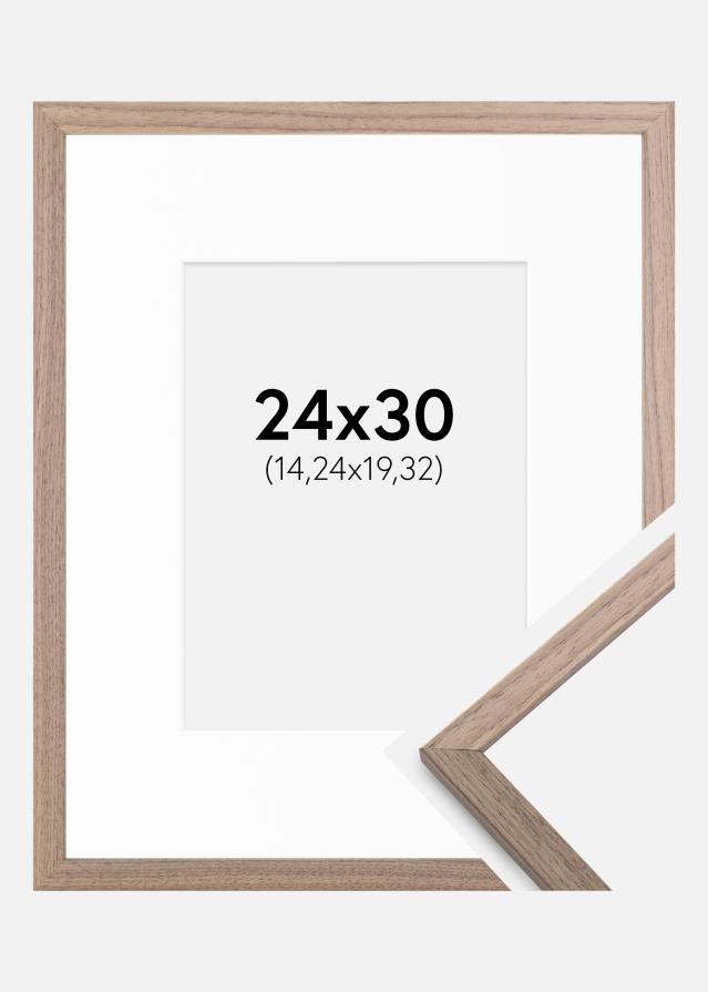 Ram med passepartou Frame Edsbyn Light Walnut 24x30 cm - Picture Mount White 6x8 inches