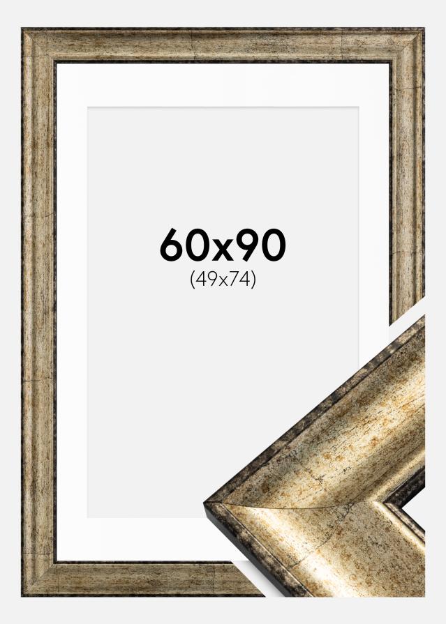 Ram med passepartou Frame Saltsjöbaden Antique Gold 60x90 cm - Picture Mount White 50x75 cm
