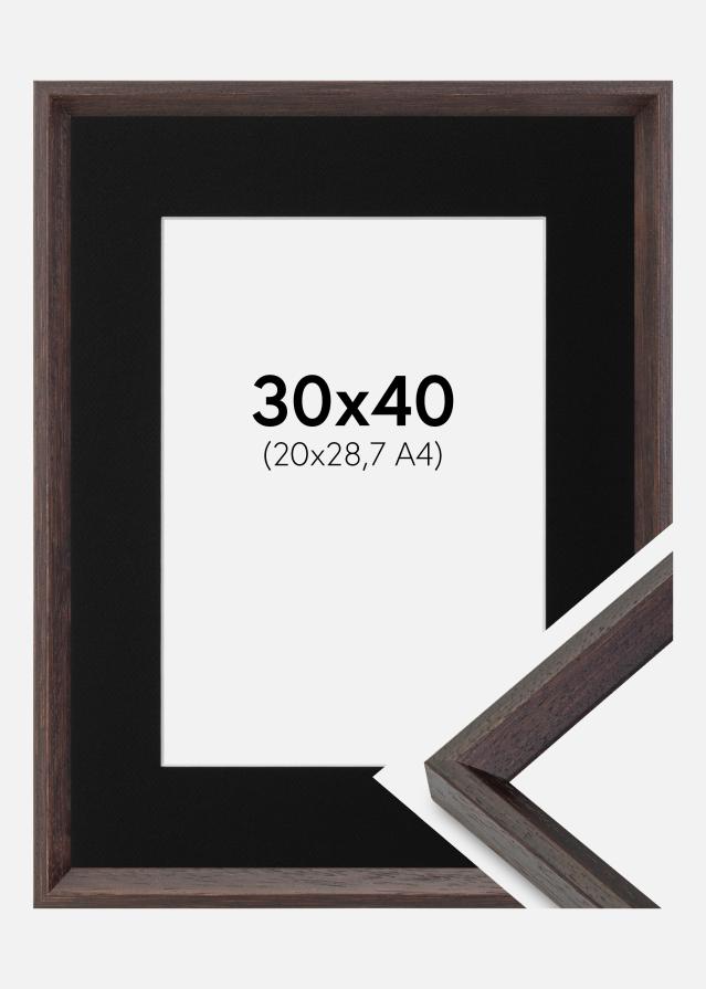 Ram med passepartou Frame Globe Espresso 30x40 cm - Picture Mount Black 21x29.7 cm (A4)