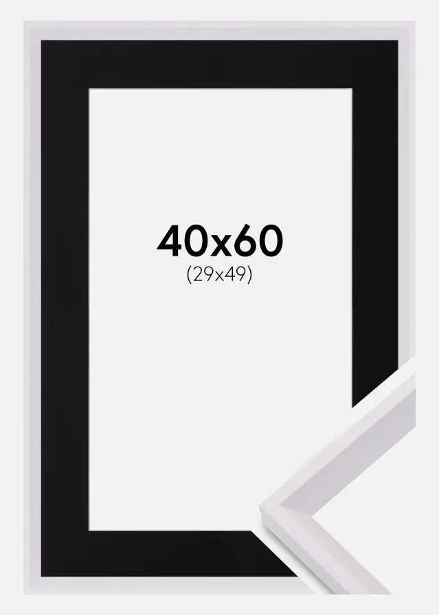Ram med passepartou Frame Globe White 40x60 cm - Picture Mount Black 30x50 cm