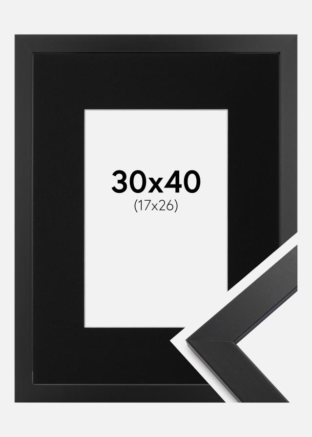 Ram med passepartou Frame Black Wood 30x40 cm - Picture Mount Black 18x27 cm
