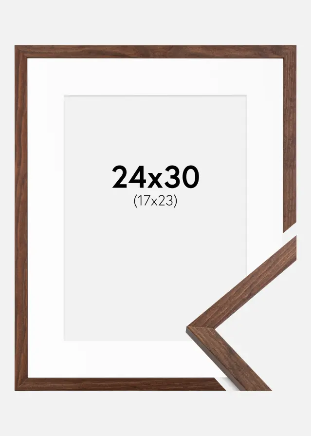 Ram med passepartou Frame Galant Walnut 24x30 cm - Picture Mount White 18x24 cm