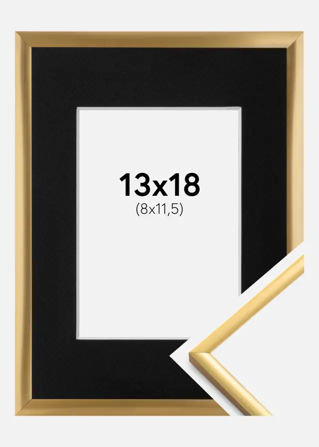 Ram med passepartou Frame New Lifestyle Shiny Gold 13x18 cm - Picture Mount Black 9x12 cm