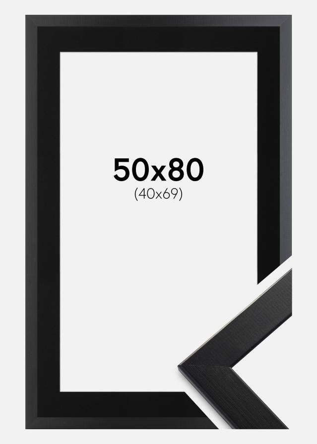 Ram med passepartou Frame Trendline Black 50x80 cm - Picture Mount Black 41x70 cm