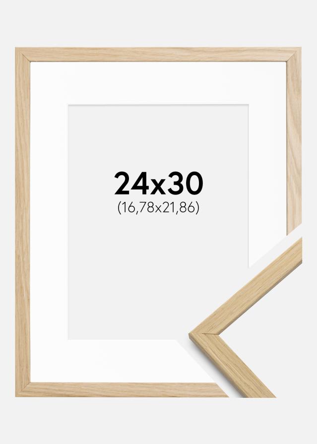 Ram med passepartou Frame Edsbyn Oak 24x30 cm - Picture Mount White 7x9 inches