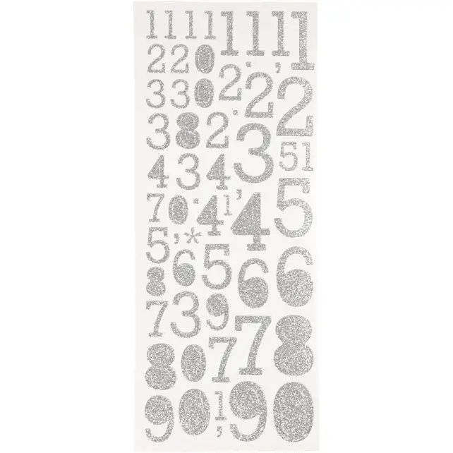 Focus Focus Glitter stickers Silver Numbers