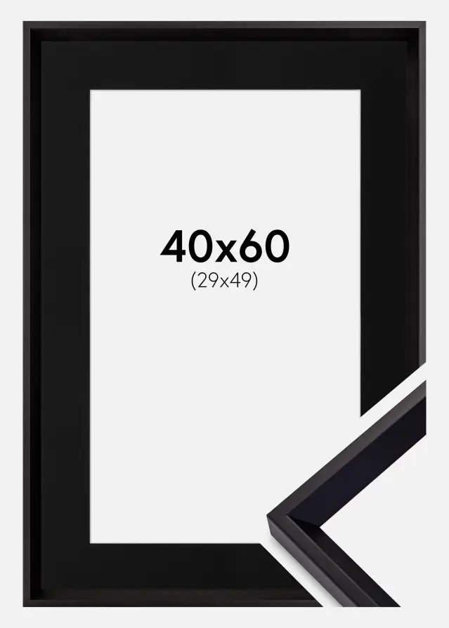 Ram med passepartou Frame Globe Black 40x60 cm - Picture Mount Black 30x50 cm