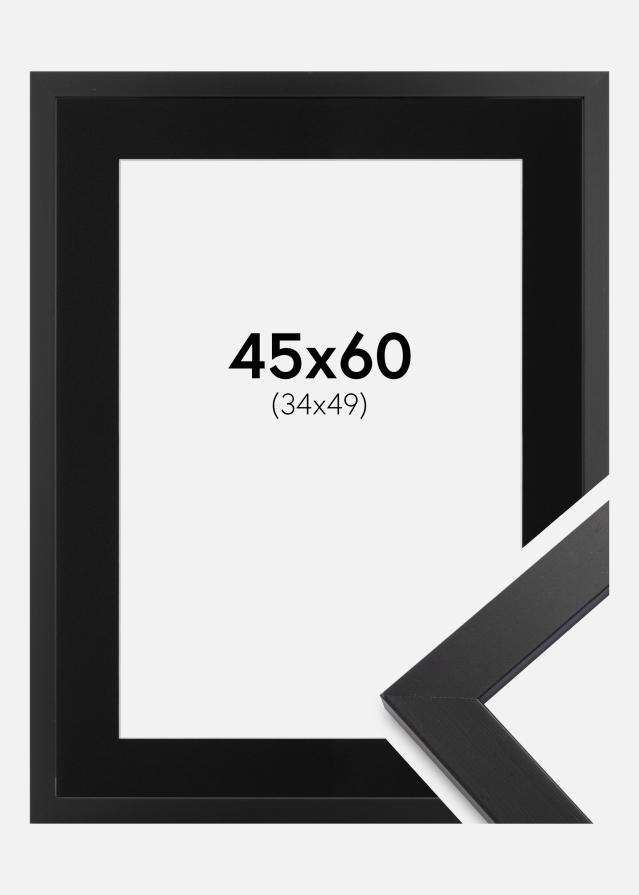 Ram med passepartou Frame Black Wood 45x60 cm - Picture Mount Black 35x50 cm