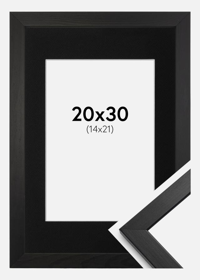 Ram med passepartou Frame Stilren Black 20x30 cm - Picture Mount Black 15x22 cm