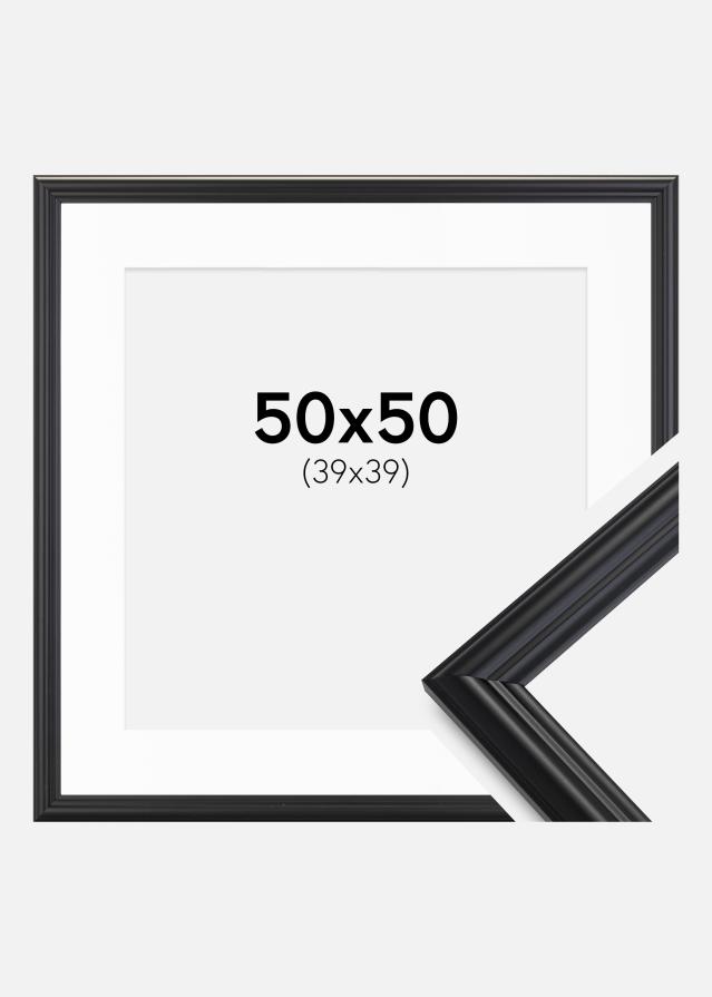 Ram med passepartou Frame Siljan Black 50x50 cm - Picture Mount White 40x40 cm