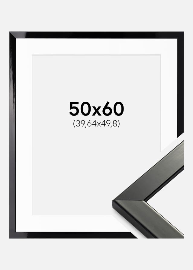 Ram med passepartou Frame Uppsala Black High gloss 50x60 cm - Picture Mount White 16x20 inches