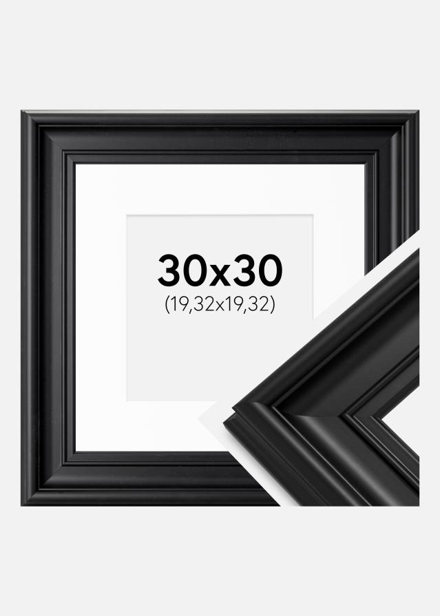 Ram med passepartou Frame Mora Premium Black 30x30 cm - Picture Mount White 8x8 inches