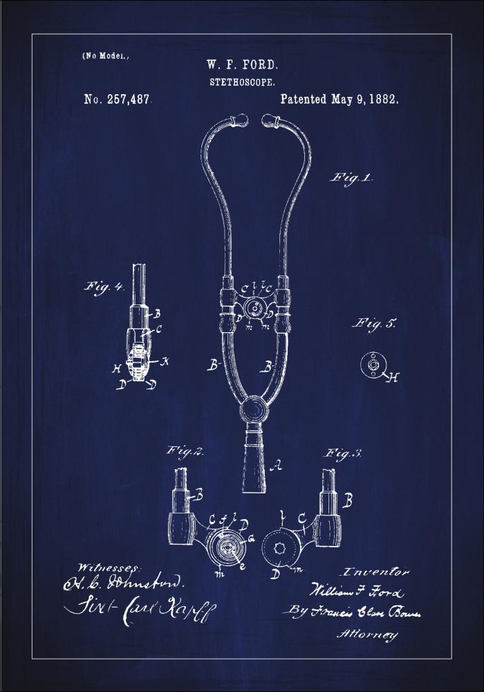 Bildverkstad Patent drawing - Stethoscope - Blue
