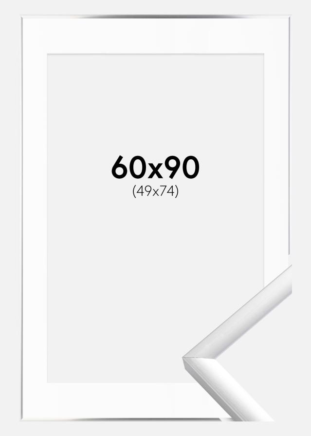Ram med passepartou Frame New Lifestyle Silver 60x90 cm - Picture Mount White 50x75 cm