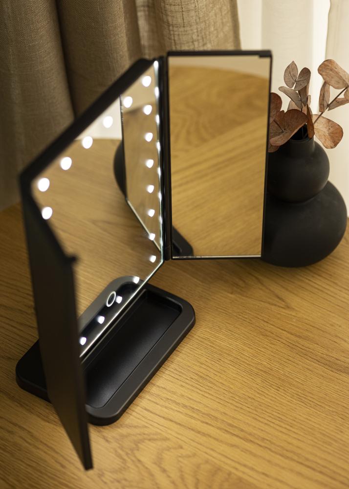 KAILA KAILA Make-up Mirror Tri-Fold Magnifying Black 20x30 cm