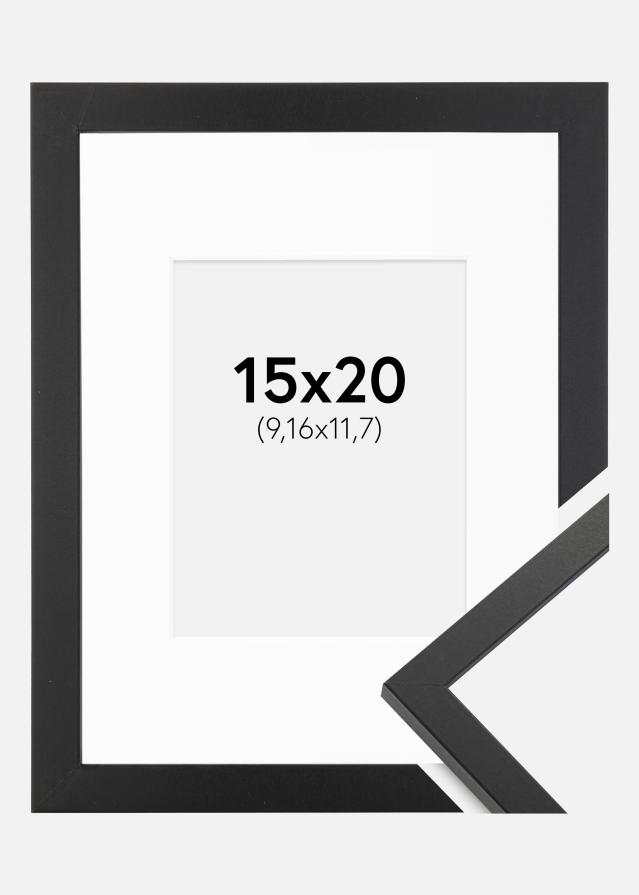 Ram med passepartou Frame Trendy Black 15x20 cm - Picture Mount White 4x5 inches