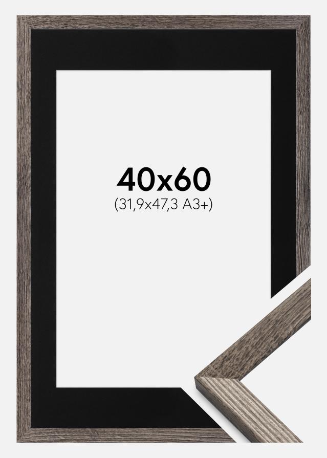 Ram med passepartou Frame Fiorito Walnut 40x60 cm - Picture Mount Black 32.9x48.3 cm (A3+)