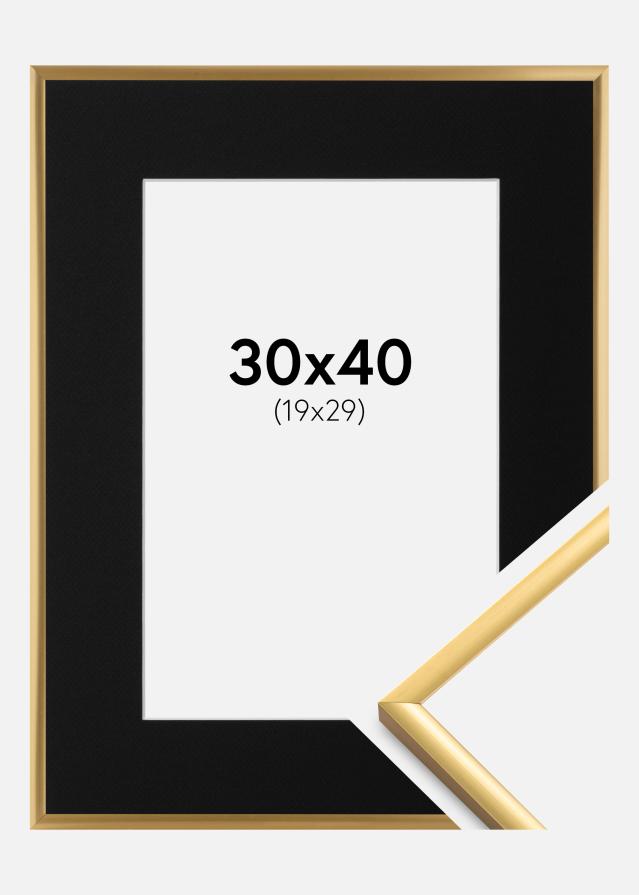 Ram med passepartou Frame New Lifestyle Shiny Gold 30x40 cm - Picture Mount Black 20x30 cm