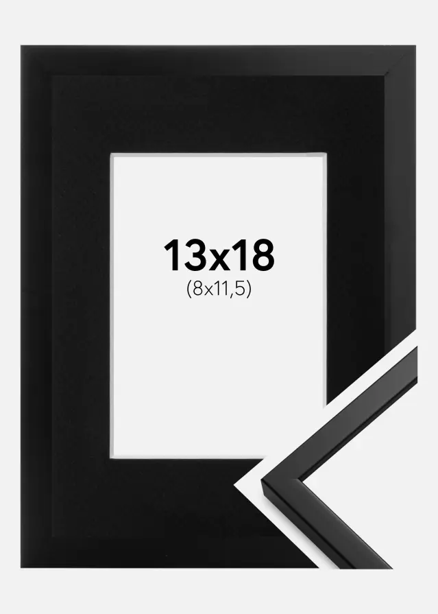 Ram med passepartou Frame Oslo Black 13x18 cm - Picture Mount Black 9x12 cm