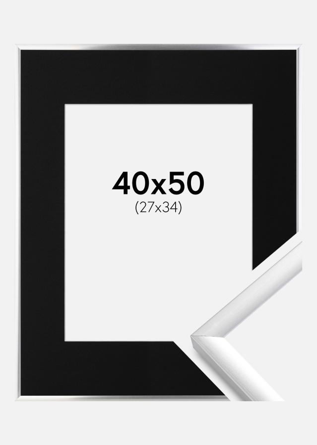 Ram med passepartou Frame New Lifestyle Silver 40x50 cm - Picture Mount Black 28x35 cm