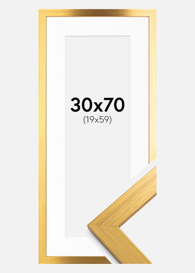 Ram med passepartou Frame Gold Wood 30x70 cm - Picture Mount White 20x60 cm