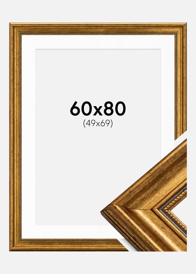 Ram med passepartou Frame Rokoko Gold 60x80 cm - Picture Mount White 50x70 cm