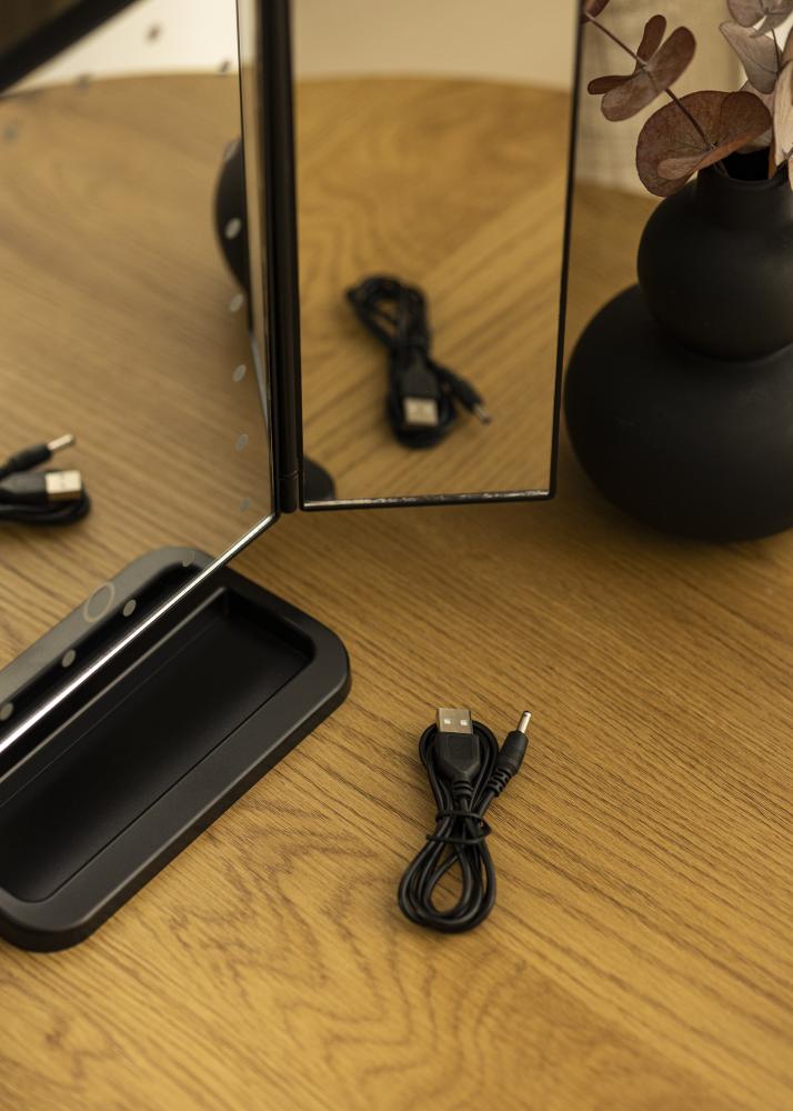 KAILA KAILA Make-up Mirror Tri-Fold Magnifying Black 20x30 cm