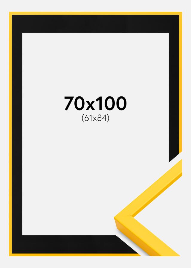 Ram med passepartou Frame E-Line Yellow 70x100 cm - Picture Mount Black 62x85 cm