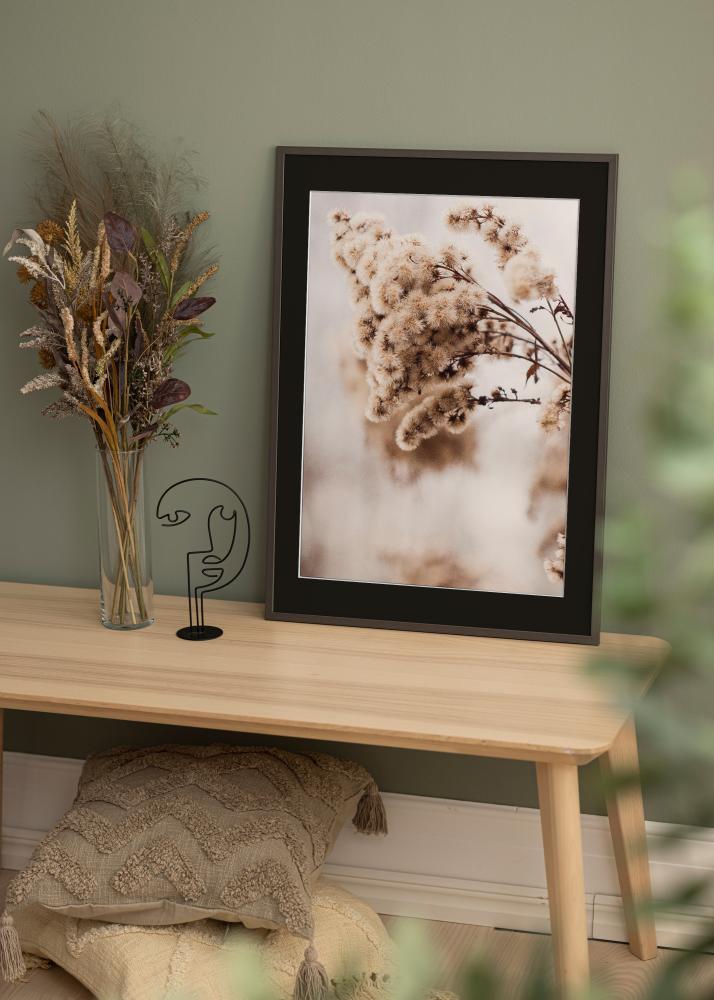 Ram med passepartou Frame Edsbyn Graphite 40x60 cm - Picture Mount Black 30x50 cm