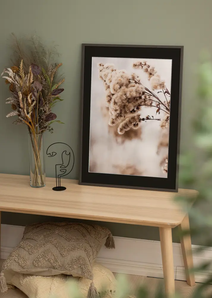 Ram med passepartou Frame Edsbyn Graphite 50x70 cm - Picture Mount Black 42x59.4 cm (A2)