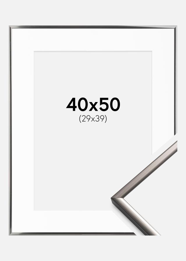 Ram med passepartou Frame New Lifestyle Steel 40x50 cm - Picture Mount White 30x40 cm
