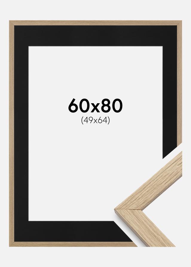 Ram med passepartou Frame Stilren Oak 60x80 cm - Picture Mount Black 50x65 cm