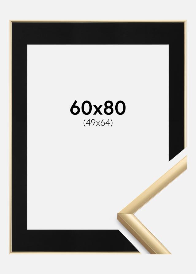 Ram med passepartou Frame New Lifestyle Gold 60x80 cm - Picture Mount Black 50x65 cm