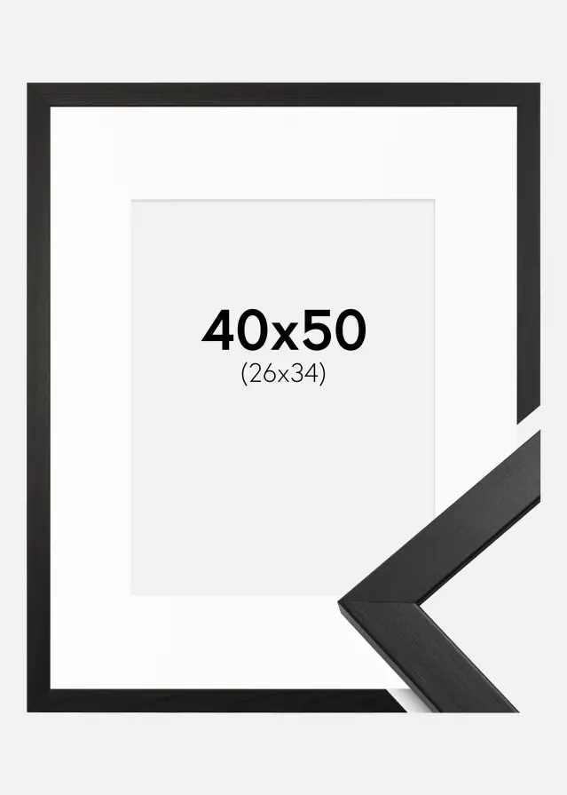 Ram med passepartou Frame Stilren Acrylic Glass Black 40x50 cm - Picture Mount White 27x35 cm