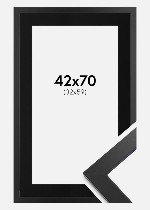 Ram med passepartou Frame Black Wood 42x70 cm - Picture Mount Black 33x60 cm