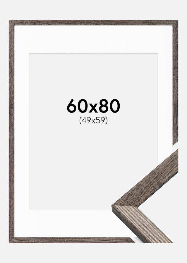 Ram med passepartou Frame Fiorito Walnut 60x80 cm - Picture Mount White 50x60 cm