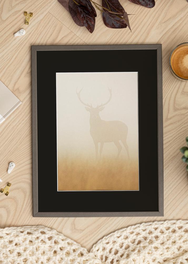 Ram med passepartou Frame Edsbyn Graphite 40x60 cm - Picture Mount Black 30x50 cm