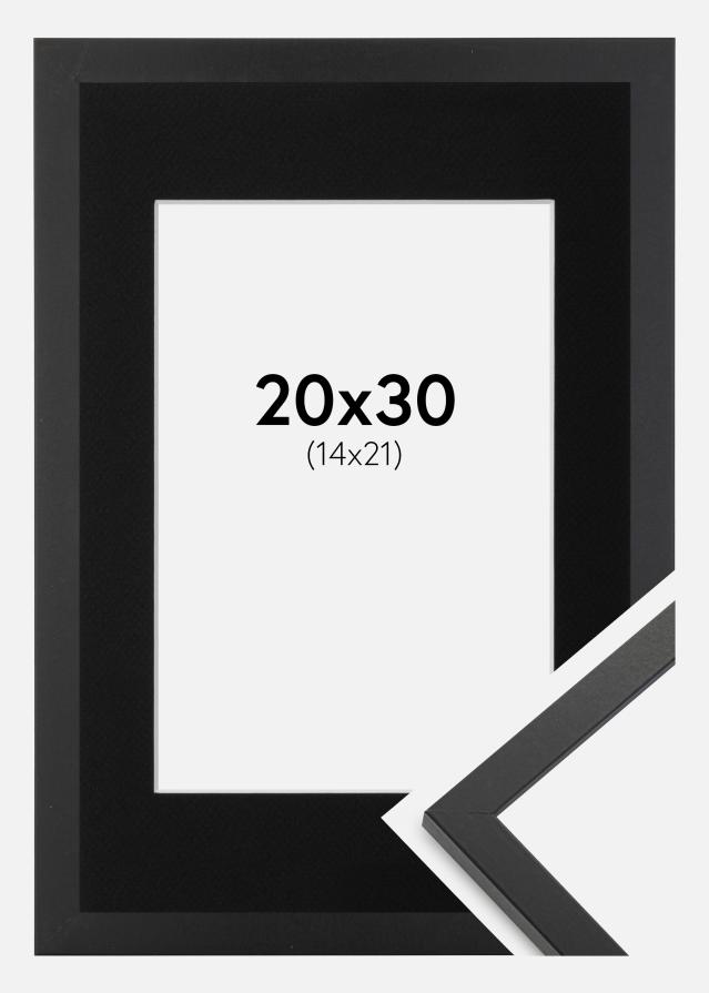 Ram med passepartou Frame Trendy Black 20x30 cm - Picture Mount Black 15x22 cm