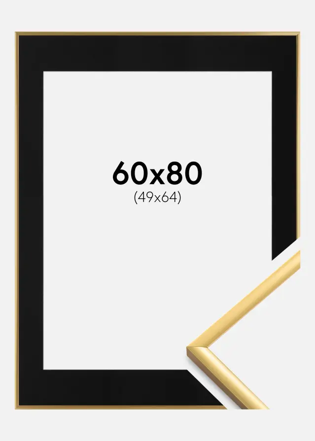 Ram med passepartou Frame New Lifestyle Shiny Gold 60x80 cm - Picture Mount Black 50x65 cm