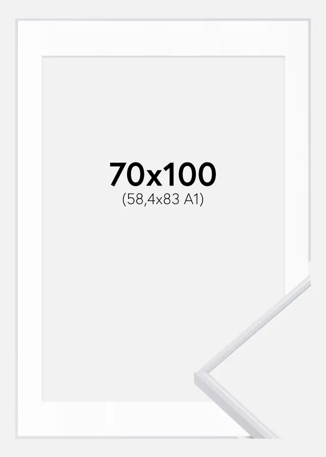Ram med passepartou Frame Visby White 70x100 cm - Picture Mount White 59.4x84 cm (A1)