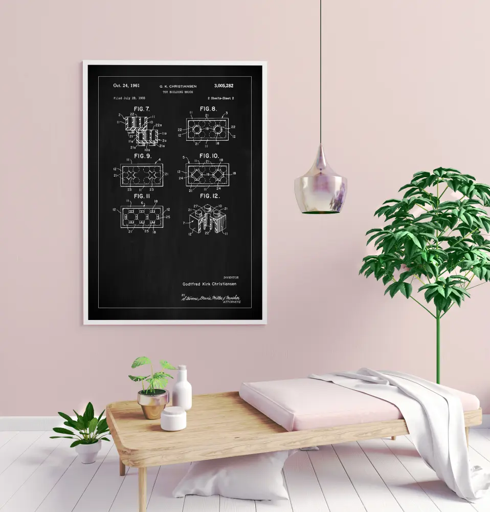 Bildverkstad Patent Print - Lego Block II - Black Poster