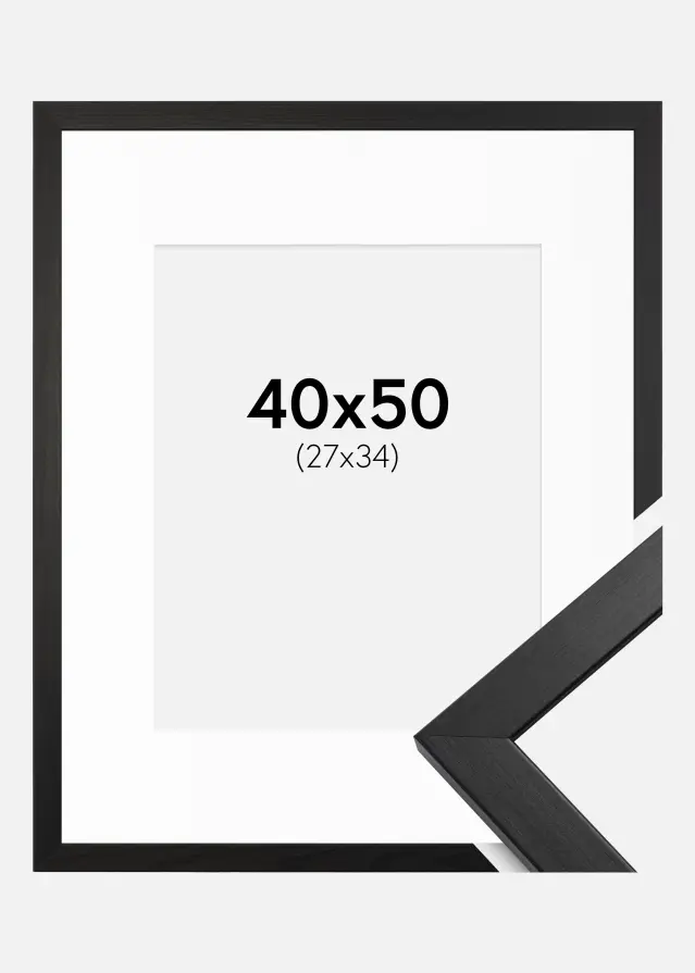 Ram med passepartou Frame Stilren Acrylic Glass Black 40x50 cm - Picture Mount White 28x35 cm