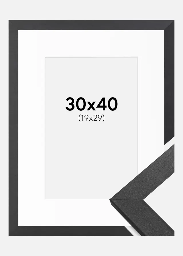 Ram med passepartou Frame Graphite Wood 30x40 cm - Picture Mount White 20x30 cm
