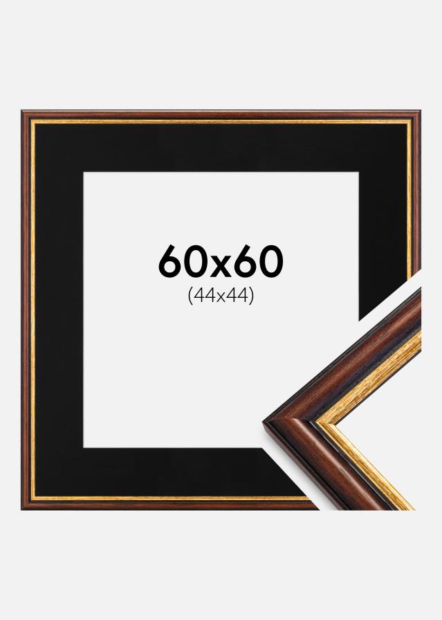Ram med passepartou Frame Siljan Brown 60x60 cm - Picture Mount Black 45x45 cm