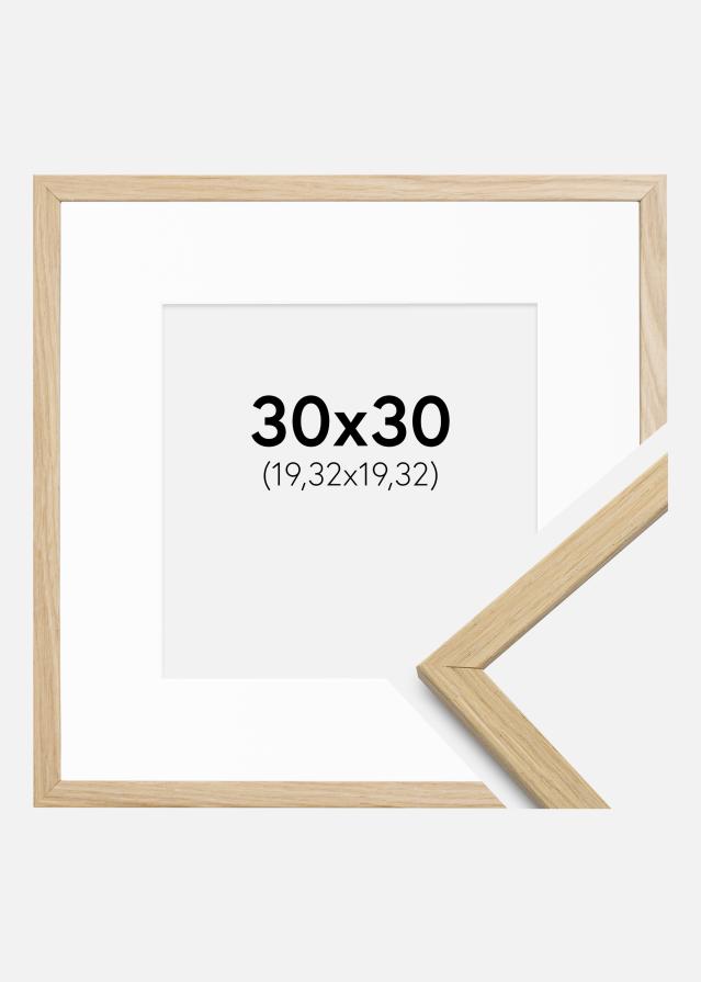 Ram med passepartou Frame Edsbyn Oak 30x30 cm - Picture Mount White 8x8 inches