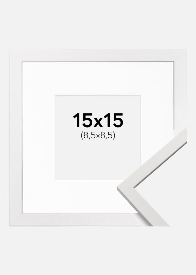 Ram med passepartou Frame Edsbyn White 15x15 cm - Picture Mount White 9x9 cm