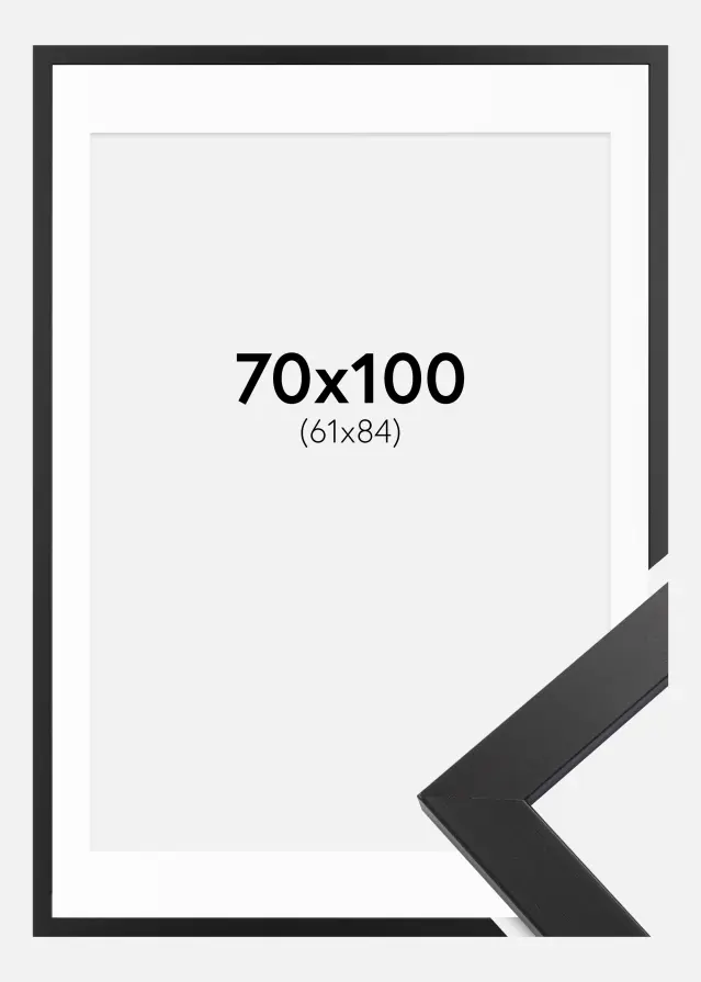 Ram med passepartou Frame Black Wood 70x100 cm - Picture Mount White 62x85 cm
