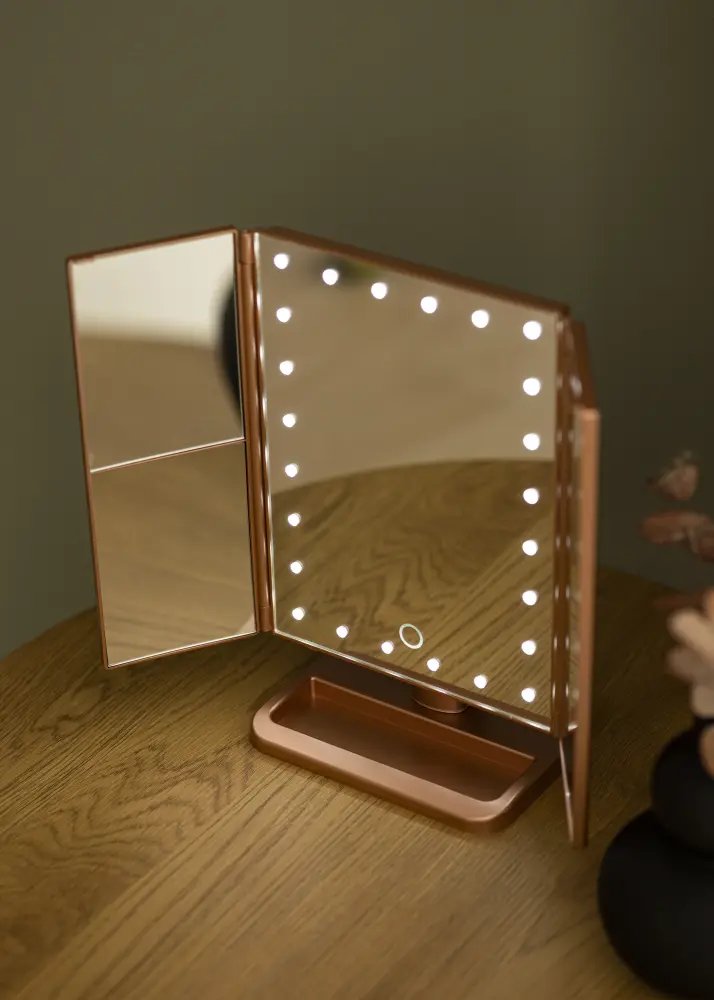 KAILA KAILA Make-up Mirror Tri-Fold Magnifying Rose Gold 30x20 cm